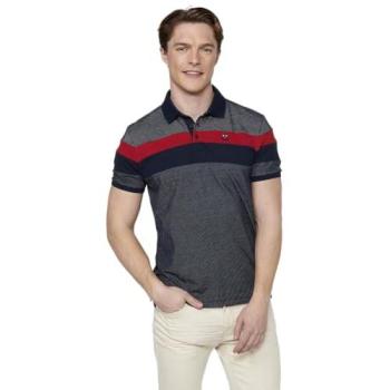 Polo Koroshi Hombres: Negro & Rojo en franjas