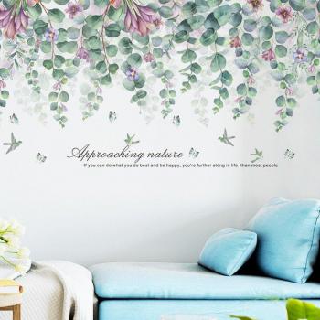 Large Green Leaf Wall Stickers for Living Room