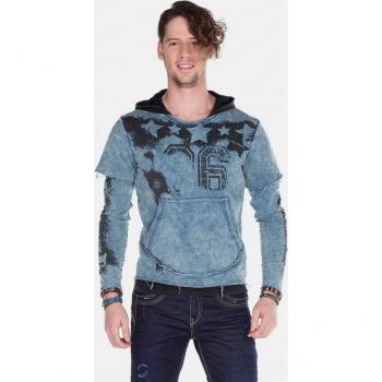 Cipo & Baxx Kapuzen‑Sweatshirt (Herren) – XL Blau (Indigo), Lagenlook – CL‑279