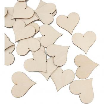 50 Uds. Placas de Madera Corazón 30mm para Cumpleaños