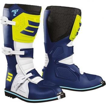 Bottes de cross Shot Race 2 enfant Bleu-Jaune Néon