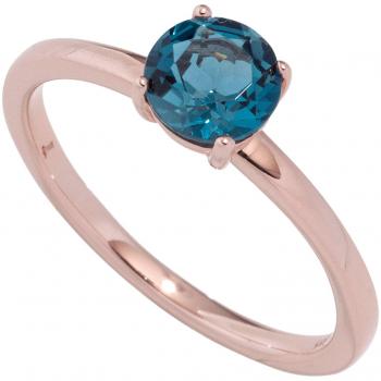 Jobo Goldring 585 Rotgold Damen 1 Blautopas London blue Größe 56