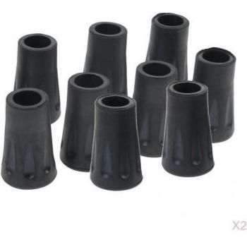 20 Black Rubber Tips for Cane, Crutches, and Walking Sticks