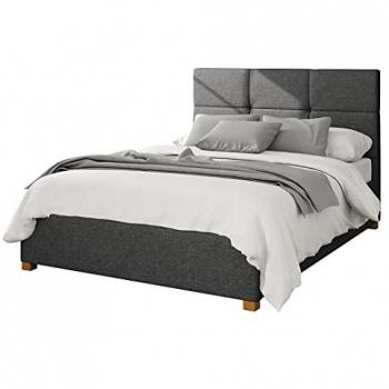 Unisex Caine Upholstered Ottoman Storage Bed – Saxon Twill Charcoal, Single