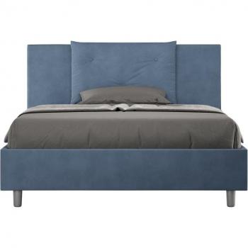 Letto Matrimoniale Francese Senza Rete, 140x210 cm, Microfibra, Blu