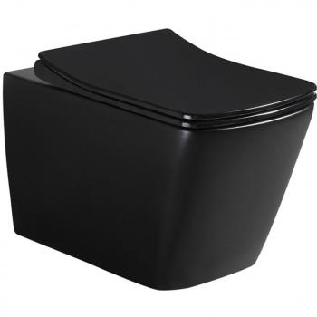 Toilette Infinitio noir mat sans bride, fixations invisibles et abattant softclose