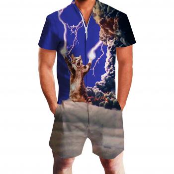 RAISEVERN Herren Romper Short Sleeve 3D Grafik