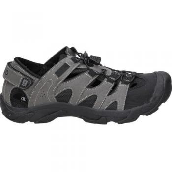 Sandalia Kunan Hombre – Piel Negra y Gris, Boa Ajustable
