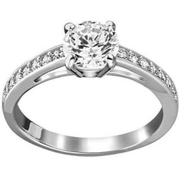 Swarovski Anillo de cristal, Modelo Attract, Blanco, Baño de rodio, Talla 60