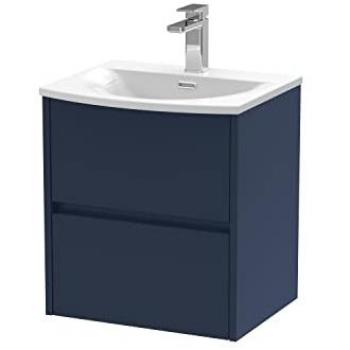 Havana Midnight Blue Wall Hung 2-Drawer Vanity Unit with Curved Basin