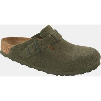 Sabots en suède vert thym Boston Birkenstock