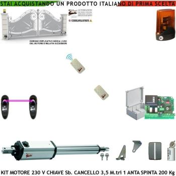 Cancello Elettrico 3,5 m – Kit Motore 250 Kg con Faro LED Retrattile