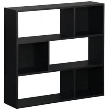 Etagère bibliothèque noire Pieter 3 étagères avec 6 compartiments de rangement, 83x23x80 cm
