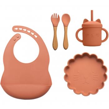 Juego de platos y utensilios de silicona para niños, incluye tenedor y cuchara