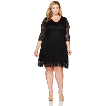 Junarose Jremma Vestido Abk 3/4 para Mujer, Color Negro, Talla OVERSIZE XXL