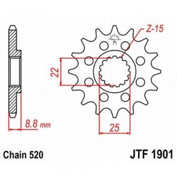 Jt Sprocket Delantero Acero 520 JTF1901,12