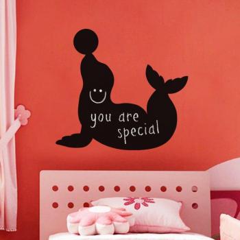Motif phoque ardoise mural, sticker effaçable 75 × 80 cm