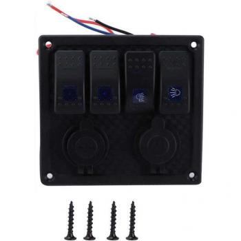 4 Gang Waterproof Rocker Switch for 12-24V