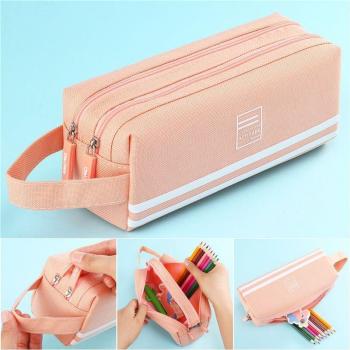 Porte‑Stylo Kawaii Double Fermeture Éclair, Grand et Élégant