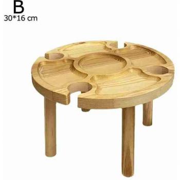 Portable Wooden Folding Camping Picnic Table with Wine Rack