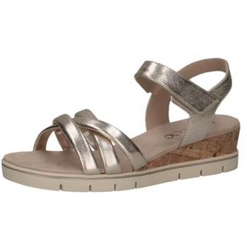 Sandalia METALIZADA CAPRICE: Cuero y Tacón Wedge Talla 37