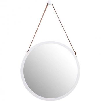 Round Wall Mirror with Bamboo Frame & Leather Strap