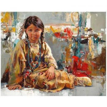5D diamant borduurset kinderen indianen 20X30CM