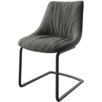 DELIFE Polsterstuhl Elda-Flex Freischwinger rund Schwarz Strukturstoff Anthrazit
