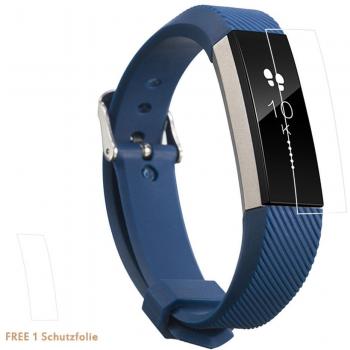 Silikonarmband für Fitbit Alta und Alta HR, verstellbar, mit Metallschließe, dunkelblau