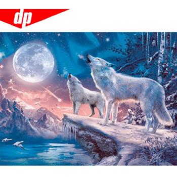 Midnight Wolf Gemstone Painting
