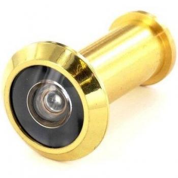 Door viewer with brass housing and gold finish