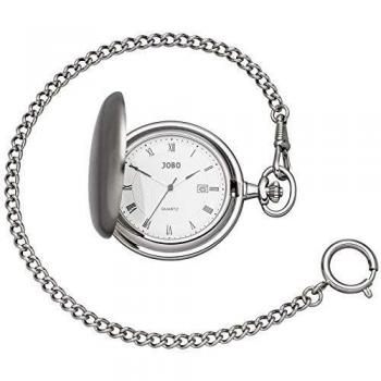 Jobo Taschenuhr Quarz Analog verchromt mit Datum
