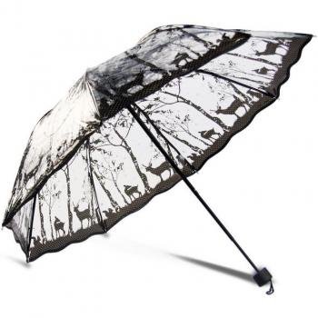 Parapluie de pluie pour femmes, trois plis, transparent, motif floral cerisier et papillon Sakura