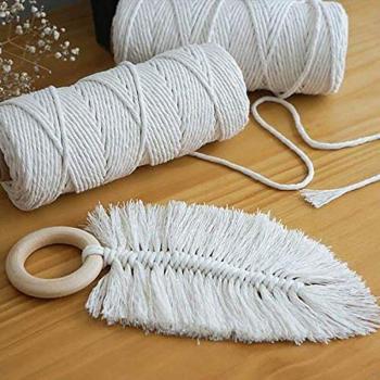 Natural Cotton Macrame Cord 3mm with Wood Stick for Plant Hanger