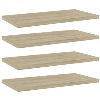 4 Pcs Bookshelf Boards in Sonoma Oak, Dimensions: 40x20x1.5 cm (Engineered Wood), Vidaxl