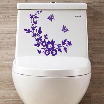 Calcomanías de mariposas y flores para pared de baño