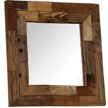 Miroir en verre et bois de récupération 50 cm