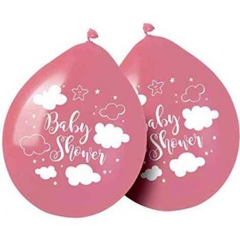 Rosa Babyballons 30 cm – 8‑teiliger Set für Babyshower