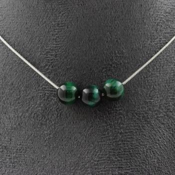 Collier Élégance Oeil de Tigre Vert 8 mm