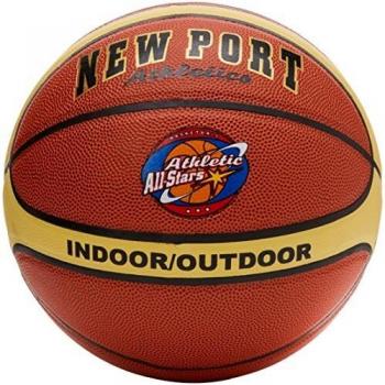 New Port Athletic Basketball (Size 7) – Laminated Finish, Rotbraun/Beige/Schwarz