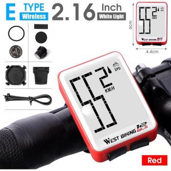 Large Screen Wireless Bike Computer with White Backlight, Waterproof Odometer and Cycling Stopwatch