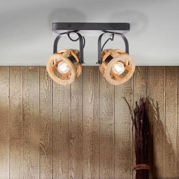Deckenleuchte Matrix Wood 2-flammig in Natur und Grau