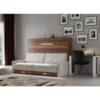 Cama abatible horizontal sofá veta en mostaza