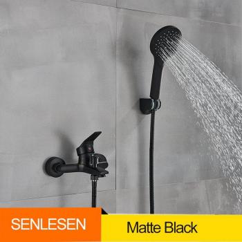 Grifo de baño montado en pared Senlesen, grifería de mano de latón dorado niquelado, ABS, agua fría y caliente