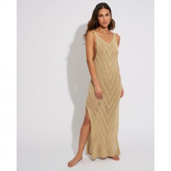 Robe Plage Décolleté V Selmark Beige