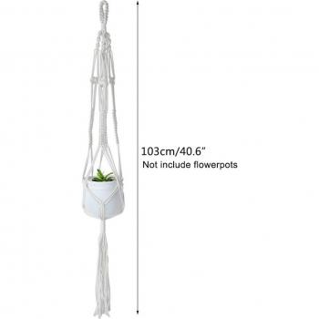 Porte-fleurs en macramé blanc fait à la main