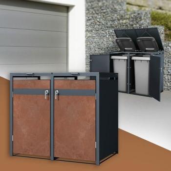 Mülltonnencontainer in Rost-Design für 2 x 240L