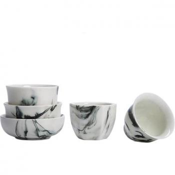 Traditional Chinese Tea Bowl Pair – Porcelain with Ink Motif (2 pcs)