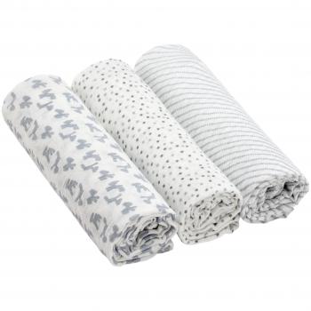 LÄSSIG Baby Swaddle & Burp Blanket L Lela grey