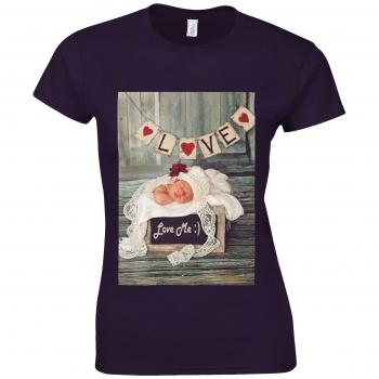 XL Cute Kid Baby Love Me Purple T-Shirt for Women